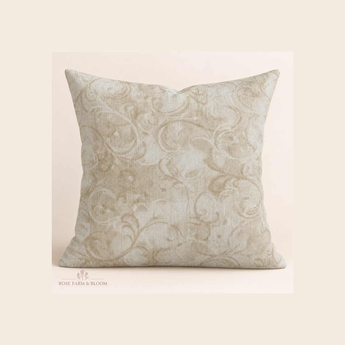Cotton 100% 45" MK Elegance Cream - example pillow cover made with this fabric
