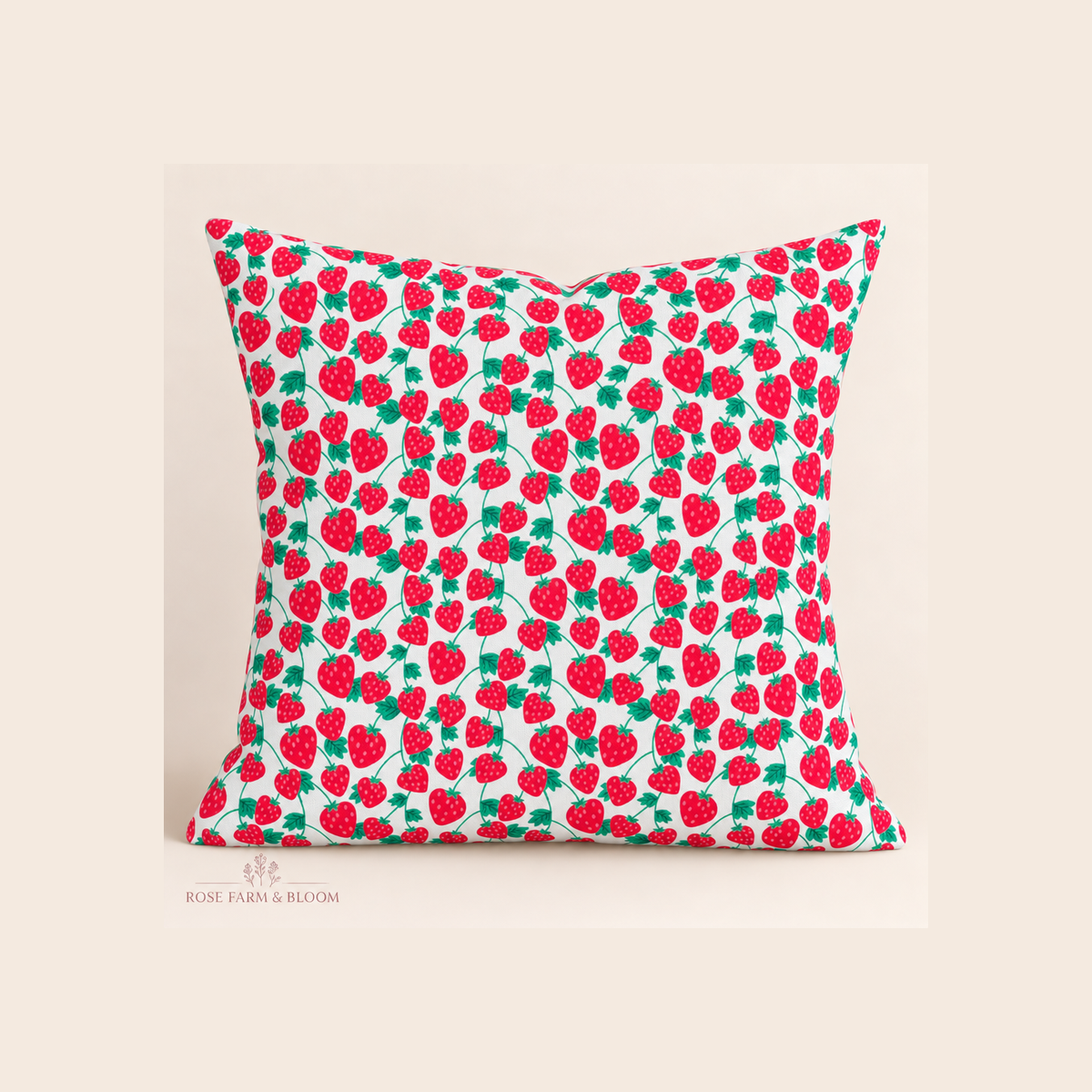 Fabric Editions White Spring Garden Berry Cotton Fabric - example pillow cover made with this fabric