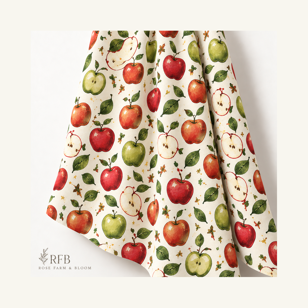 Watercolor Apple Orchard Pattern - folded fabric