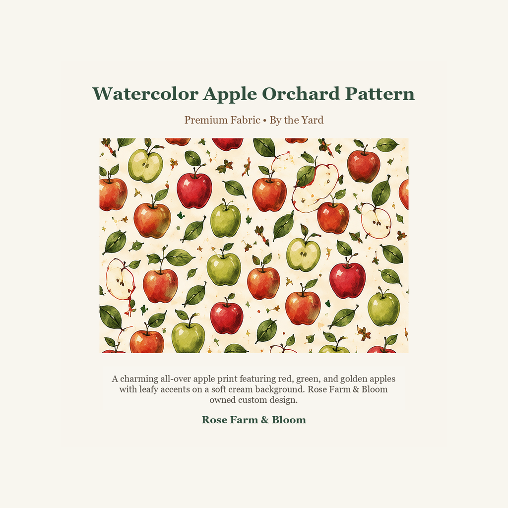 Watercolor Apple Orchard Pattern - fabric product image