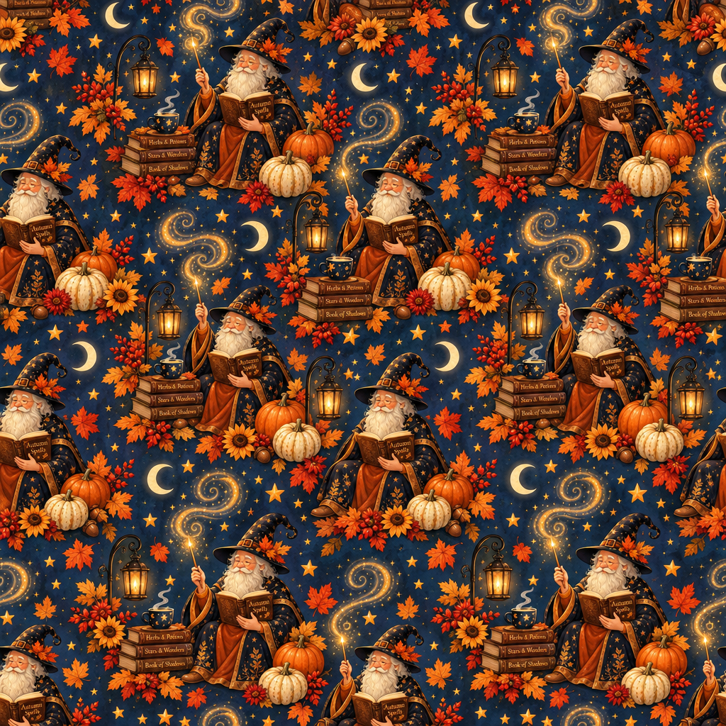 Cozy Autumn Wizard Spellbound Garden - full fabric pattern repeat