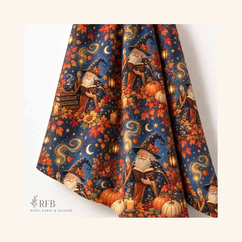 Cozy Autumn Wizard Spellbound Garden - folded fabric
