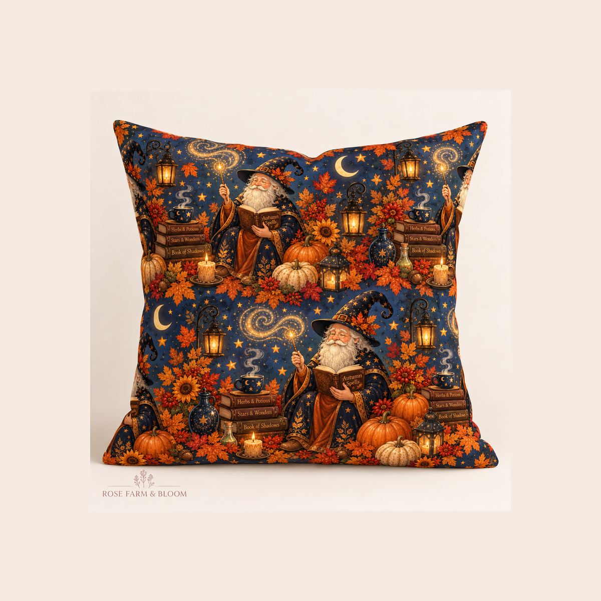 Cozy Autumn Wizard Spellbound Garden - example pillow cover made with this fabric