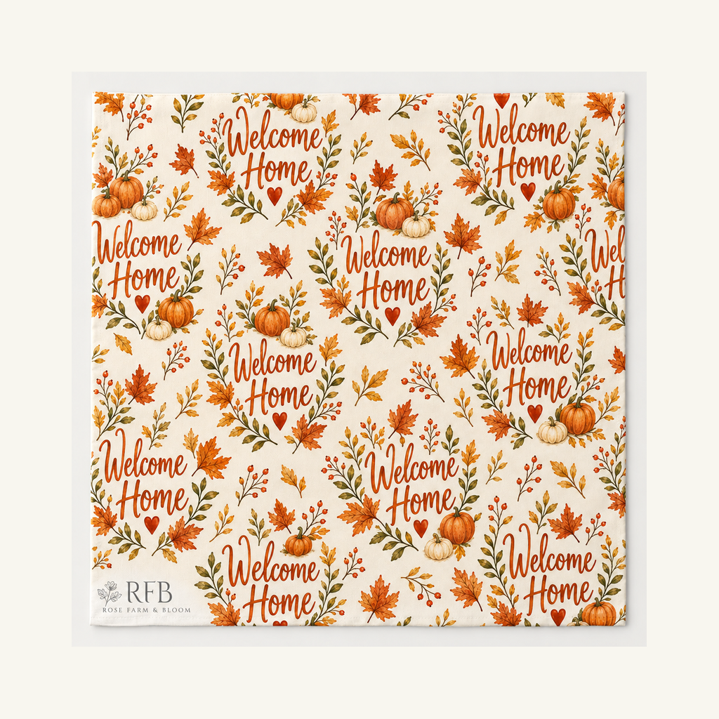 Welcome Home — Autumn Typography - fabric shown for sale by the yard