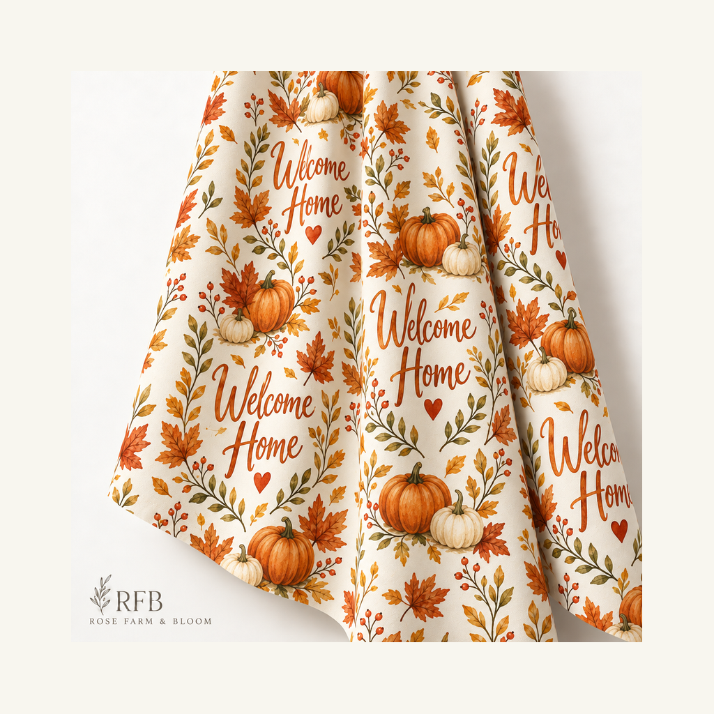 Welcome Home — Autumn Typography - folded fabric