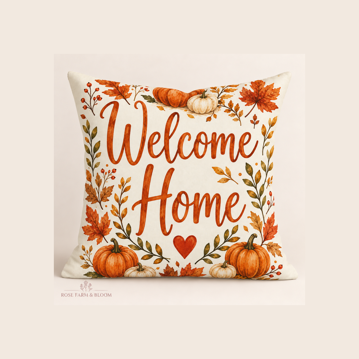Welcome Home — Autumn Typography - example pillow cover made with this fabric