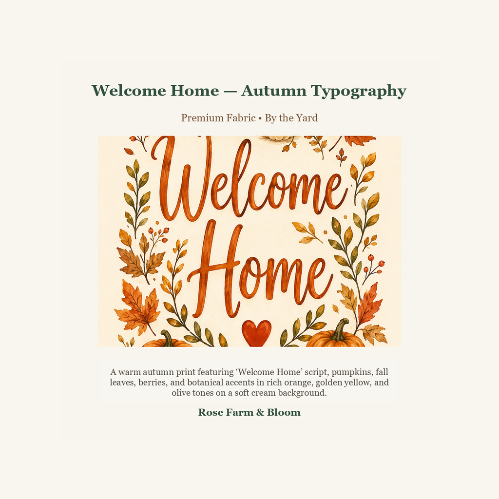 Welcome Home — Autumn Typography - fabric product image