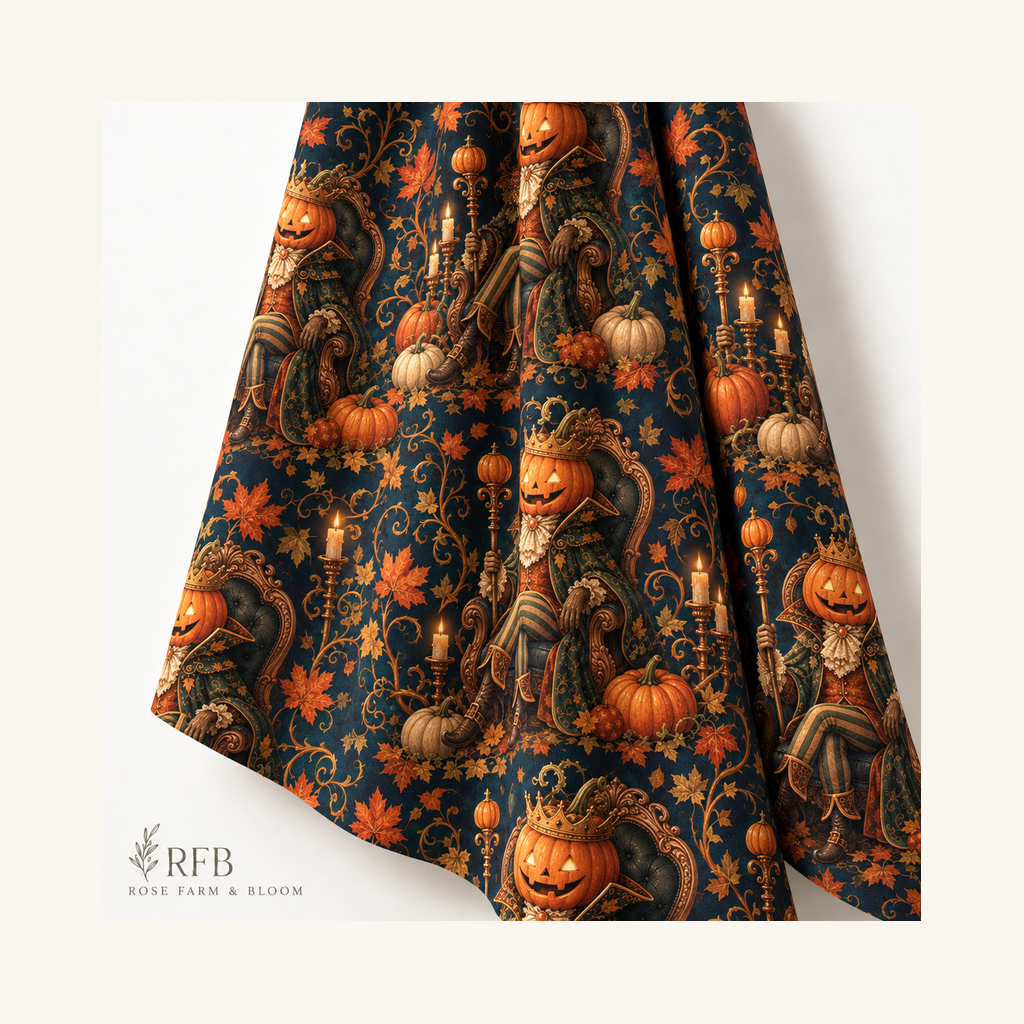 Pumpkin King on an Ornate Throne - folded fabric