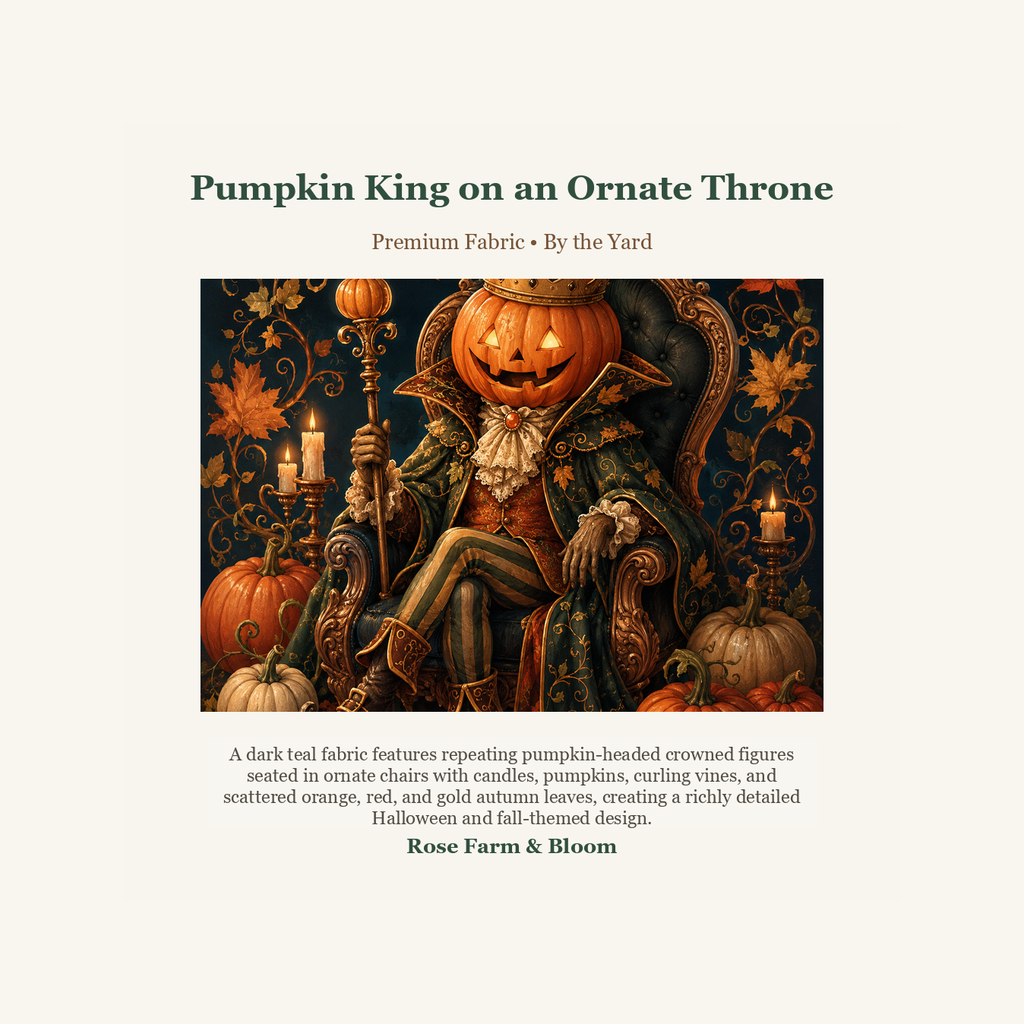 Pumpkin King on an Ornate Throne - fabric product image
