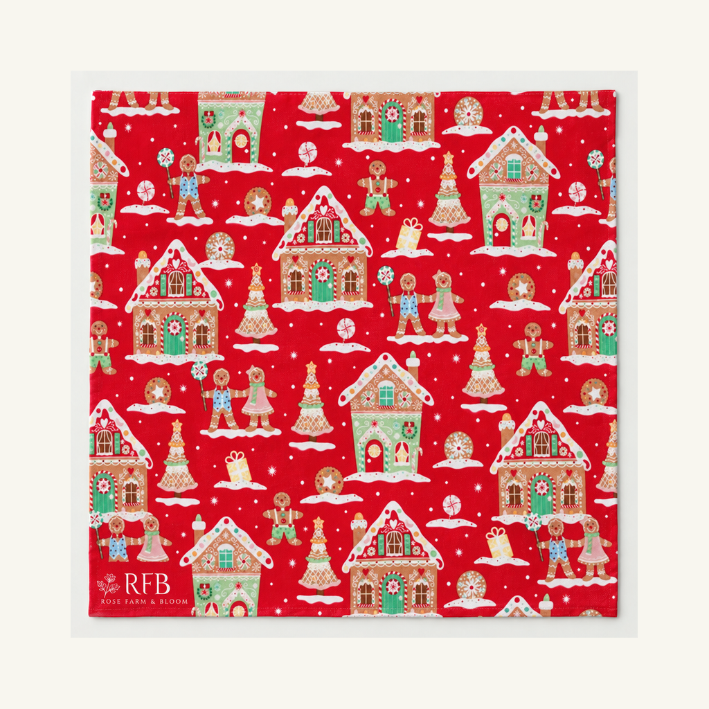 Gingerbread Houses Cotton Fabric - fabric shown for sale by the yard