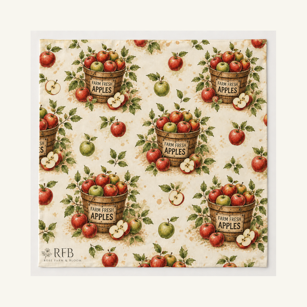 Farm Fresh Apples Basket - fabric shown for sale by the yard