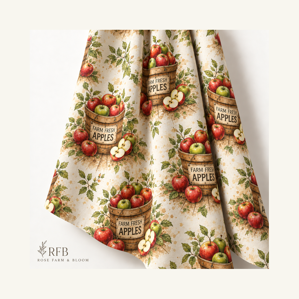 Farm Fresh Apples Basket - folded fabric