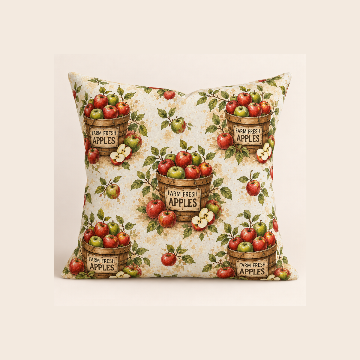 Farm Fresh Apples Basket - example pillow cover made with this fabric