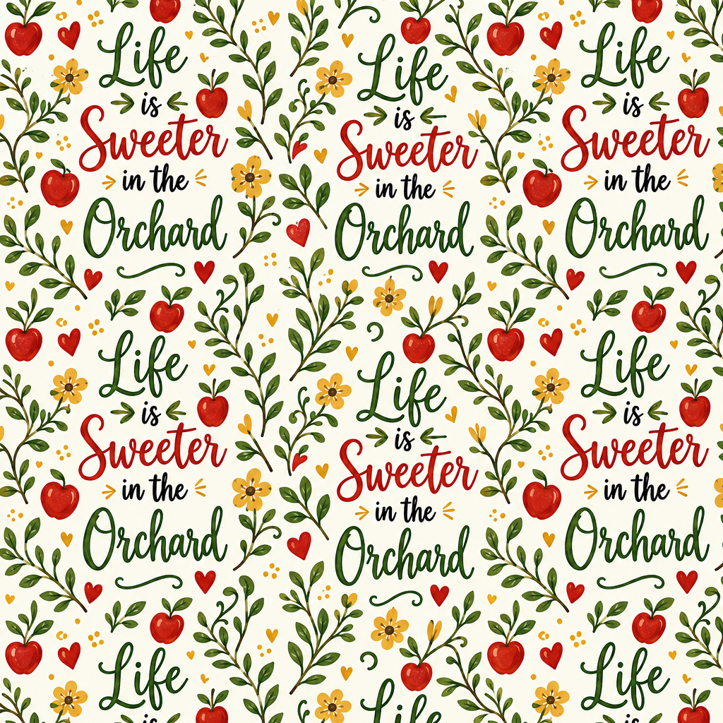 Life Is Sweeter in the Orchard - full fabric pattern repeat