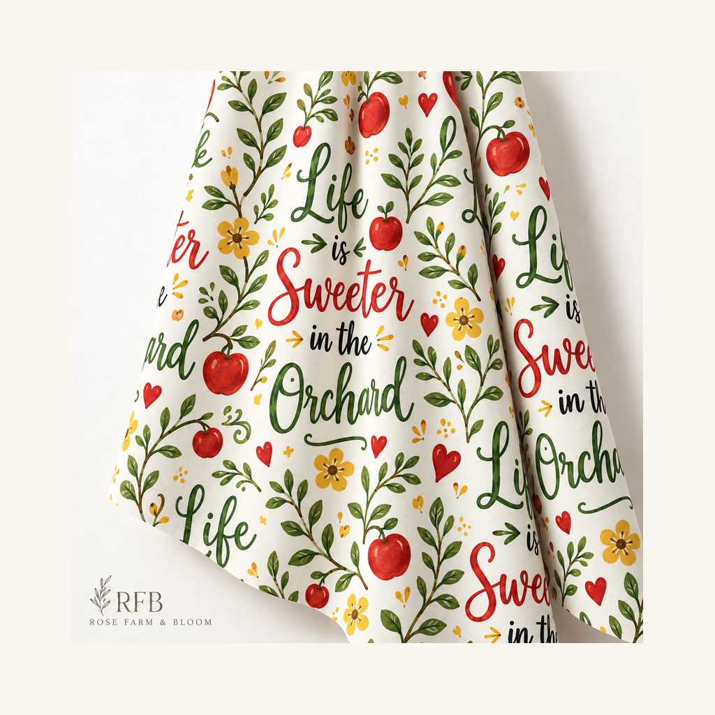 Life Is Sweeter in the Orchard - folded fabric