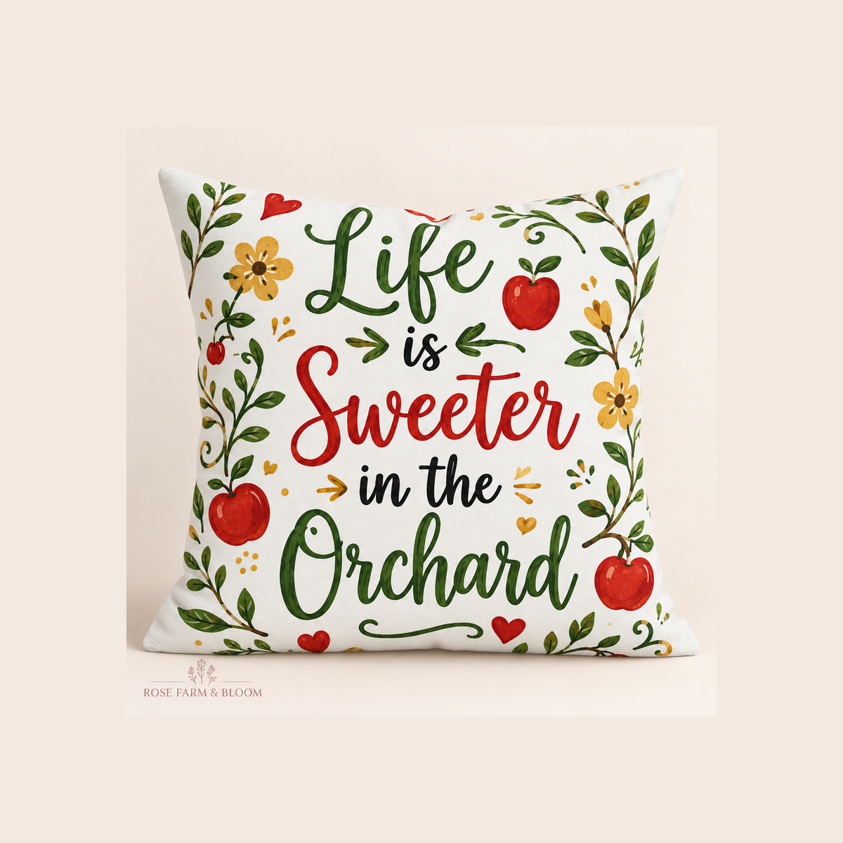 Life Is Sweeter in the Orchard - example pillow cover made with this fabric