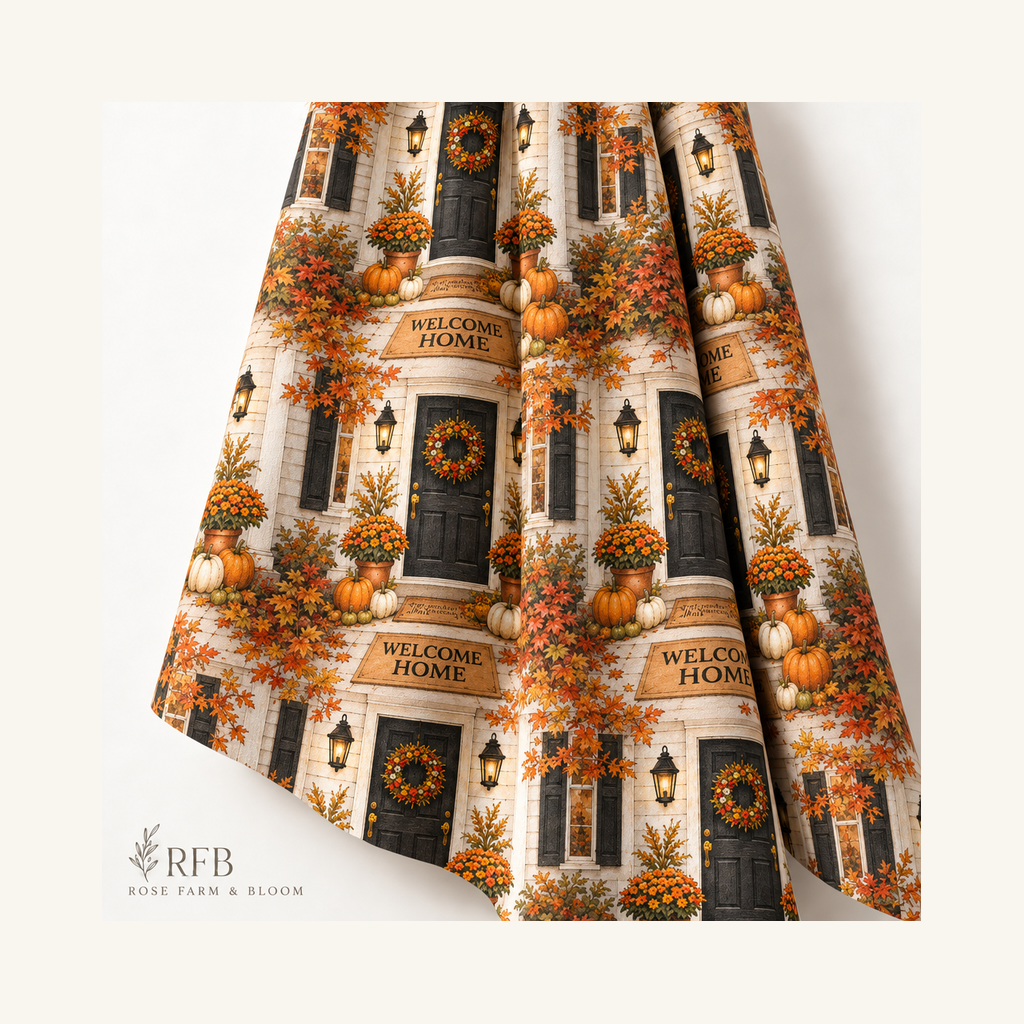 Cozy Autumn Welcome Home Porch - folded fabric