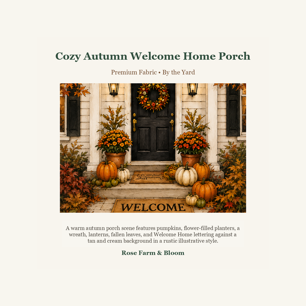 Cozy Autumn Welcome Home Porch - fabric product image