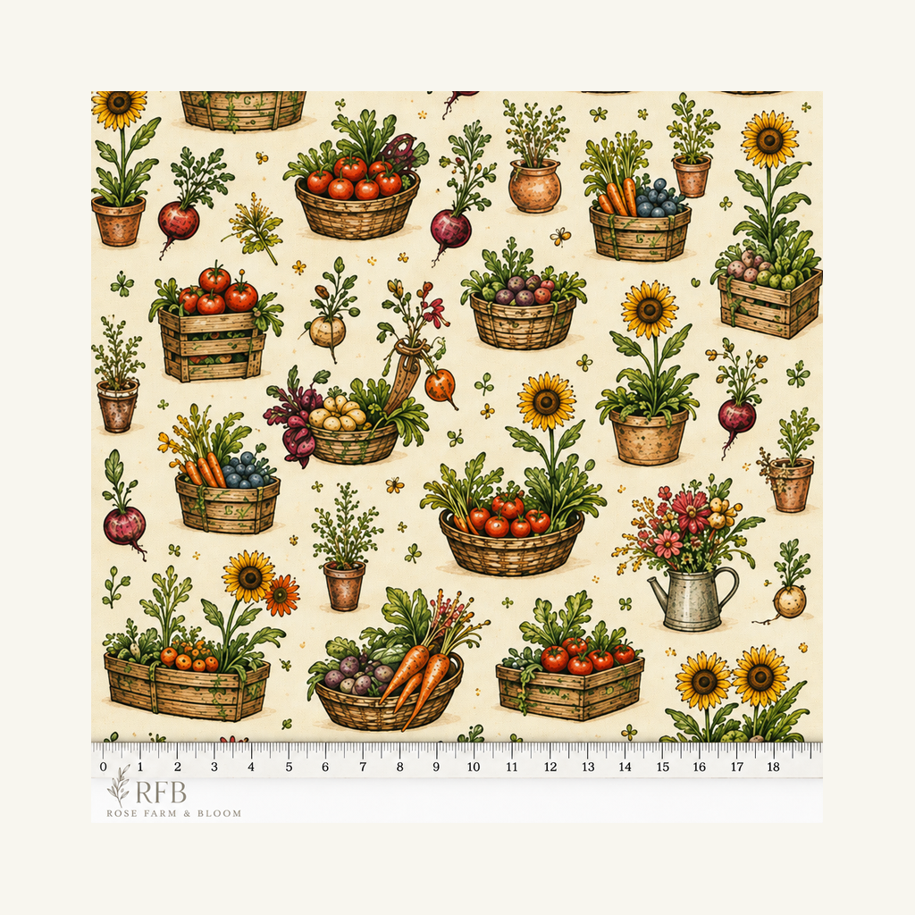Farmer's Market — Produce Pattern - fabric motif scale reference