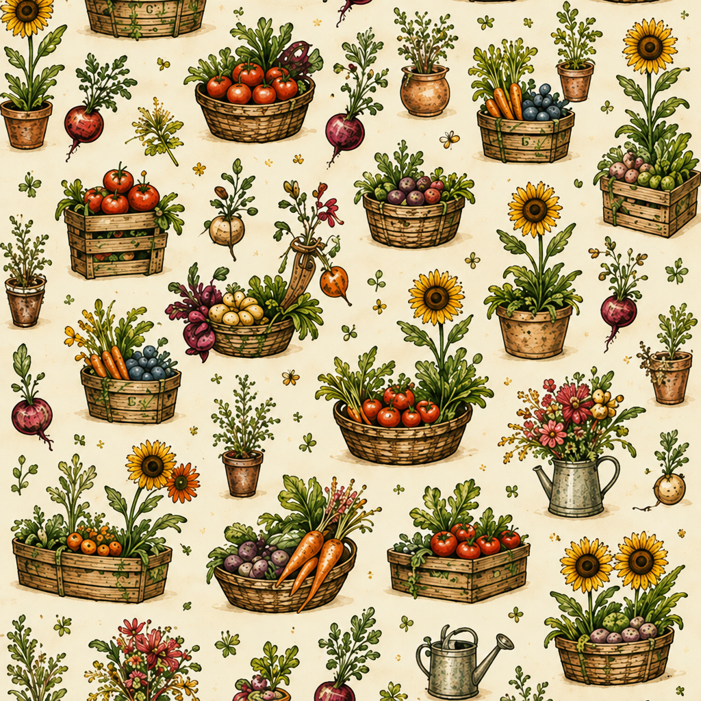 Farmer's Market — Produce Pattern - full fabric pattern repeat
