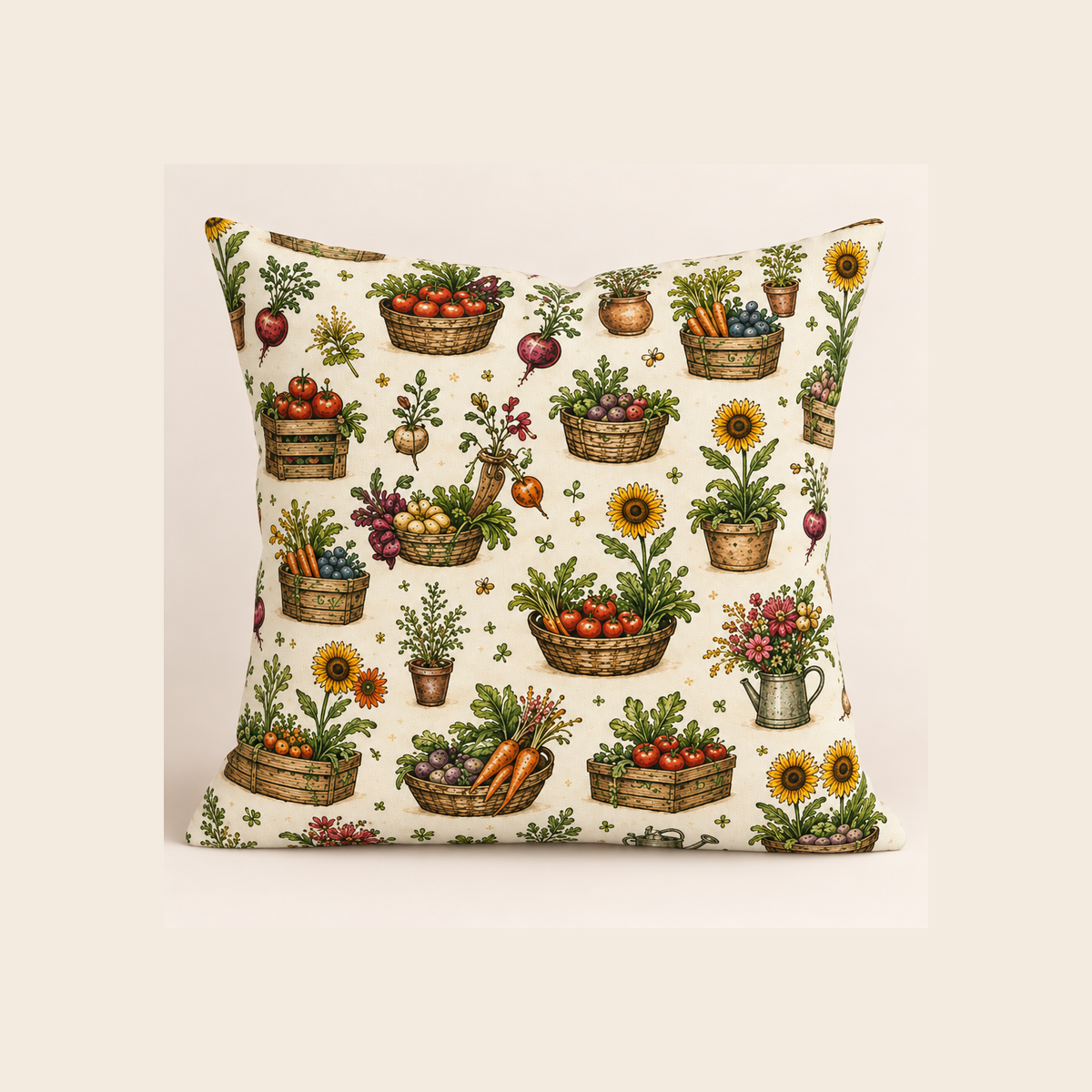 Farmer's Market — Produce Pattern - example pillow cover made with this fabric