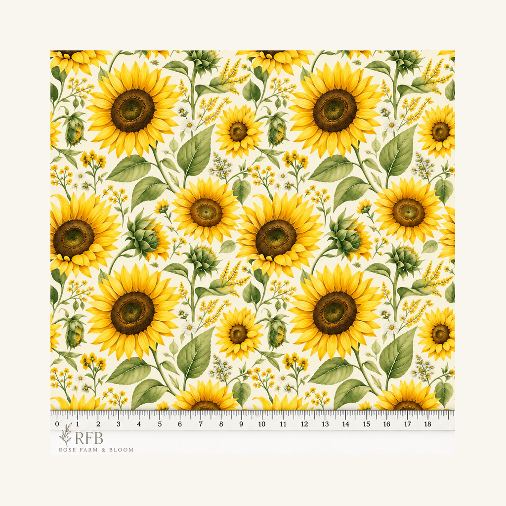 Sunflower Day - fabric motif scale reference