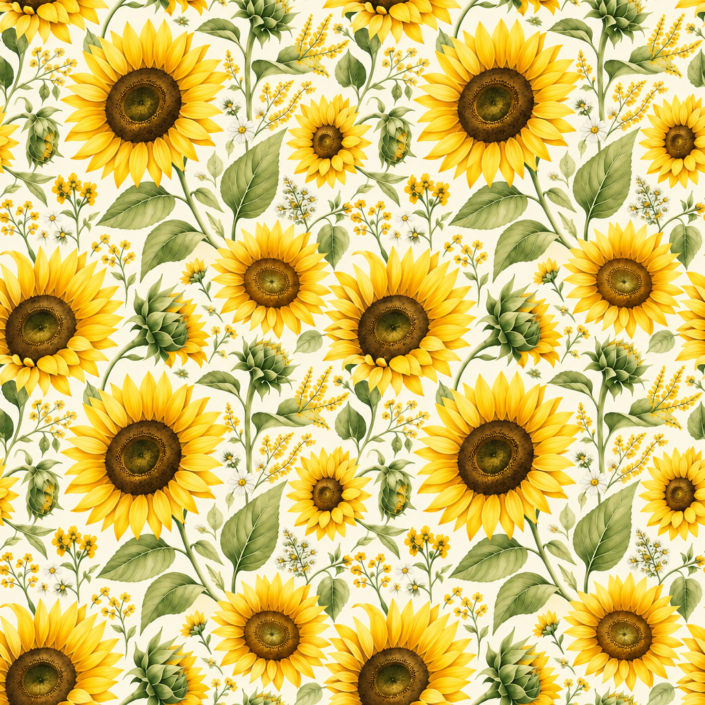 Sunflower Day - full fabric pattern repeat