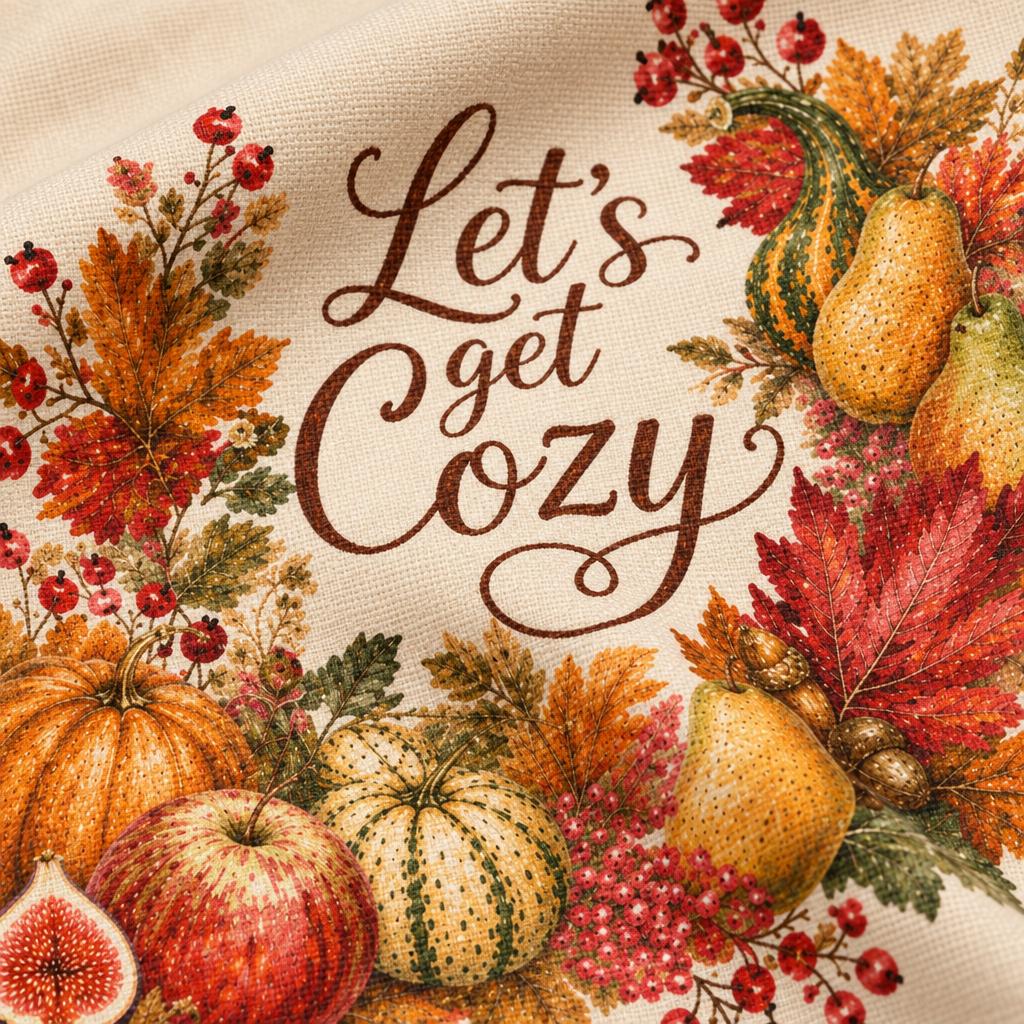 Let's Get Cozy - fabric print and texture close-up