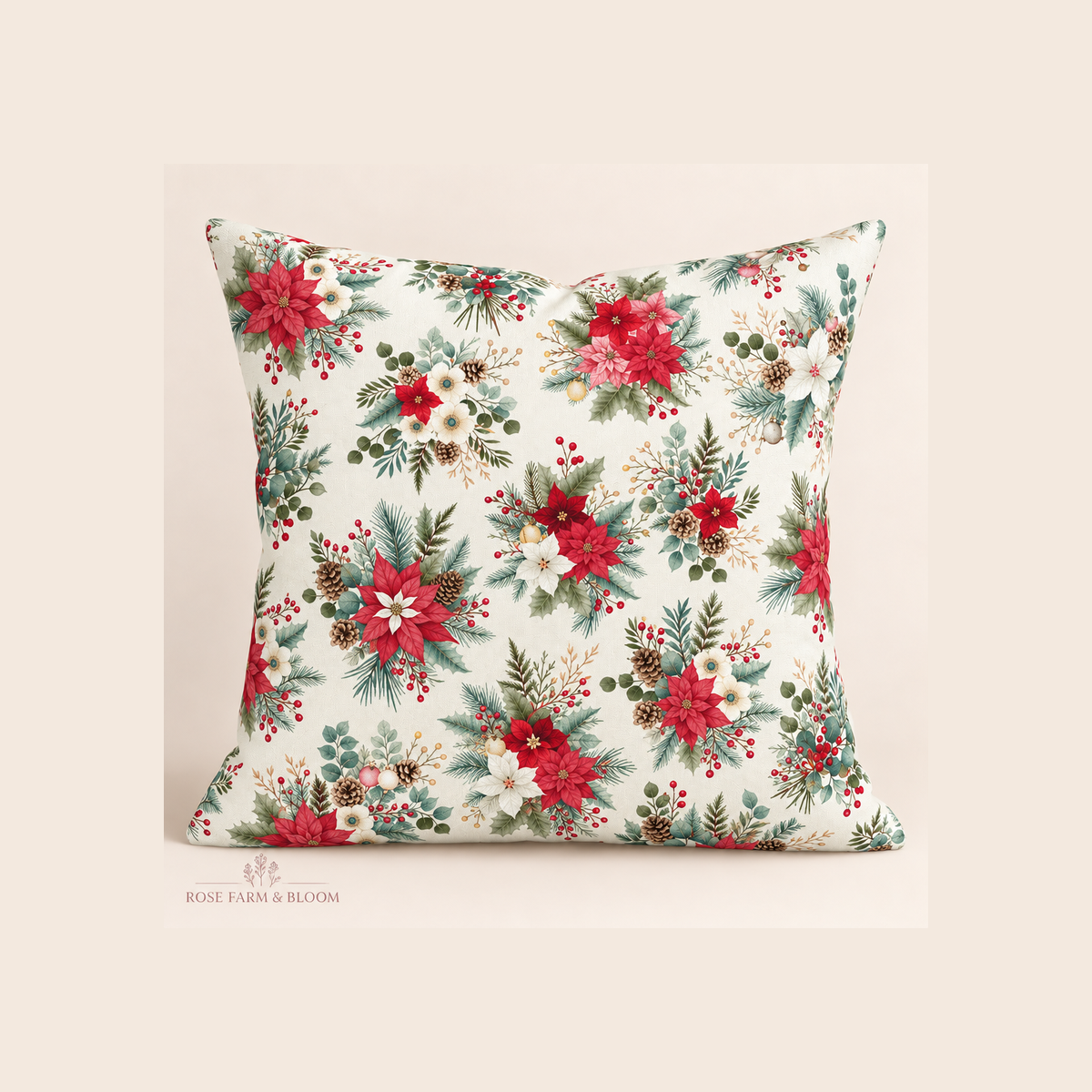 Sweet Christmas Memories - example pillow cover made with this fabric