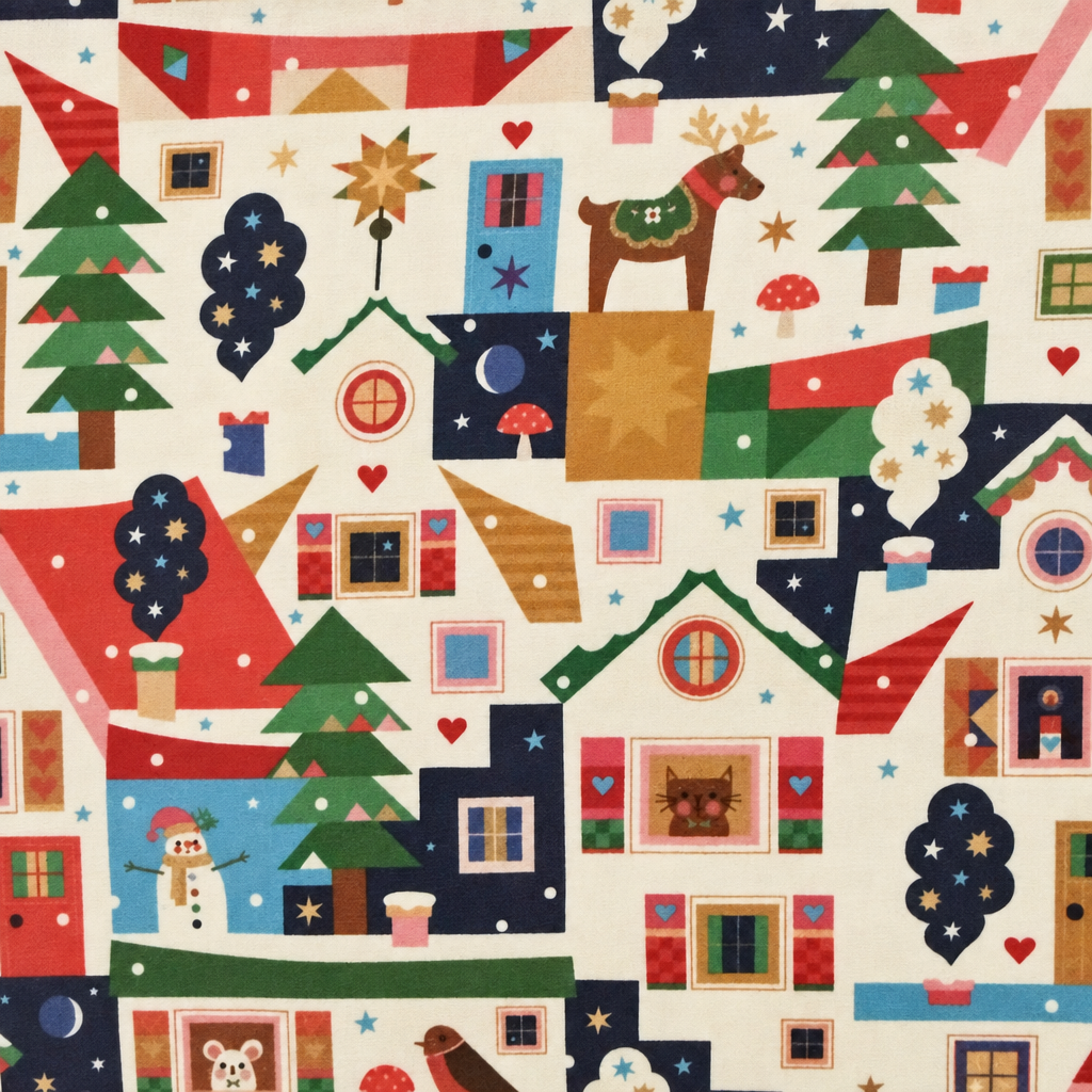 Home for Christmas - full fabric pattern repeat