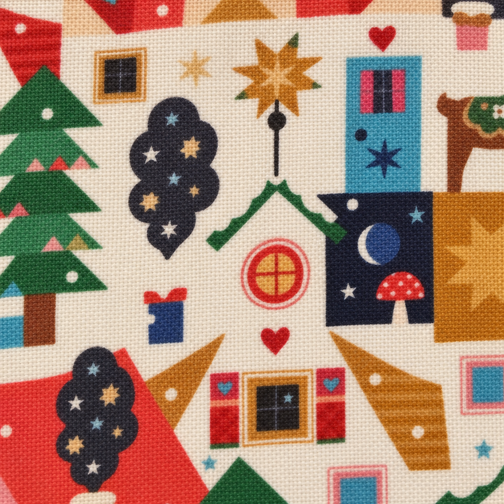 Home for Christmas - fabric print and texture close-up