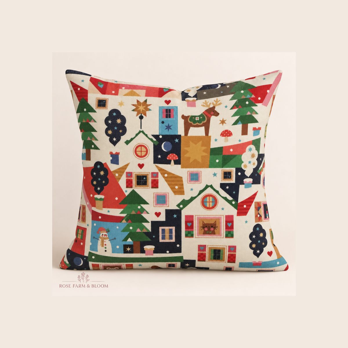 Home for Christmas - example pillow cover made with this fabric