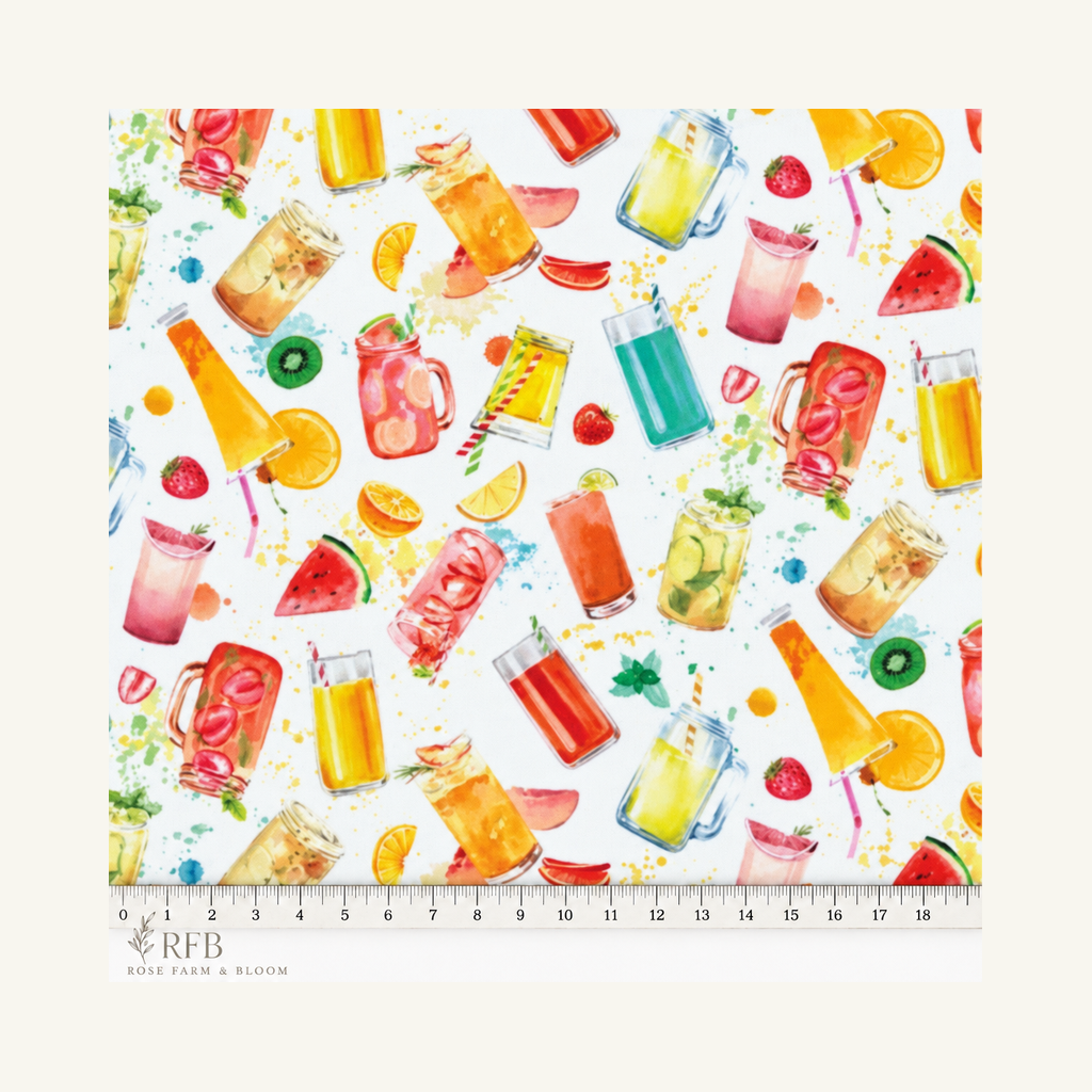 Summer Fruit Drinks - fabric motif scale reference