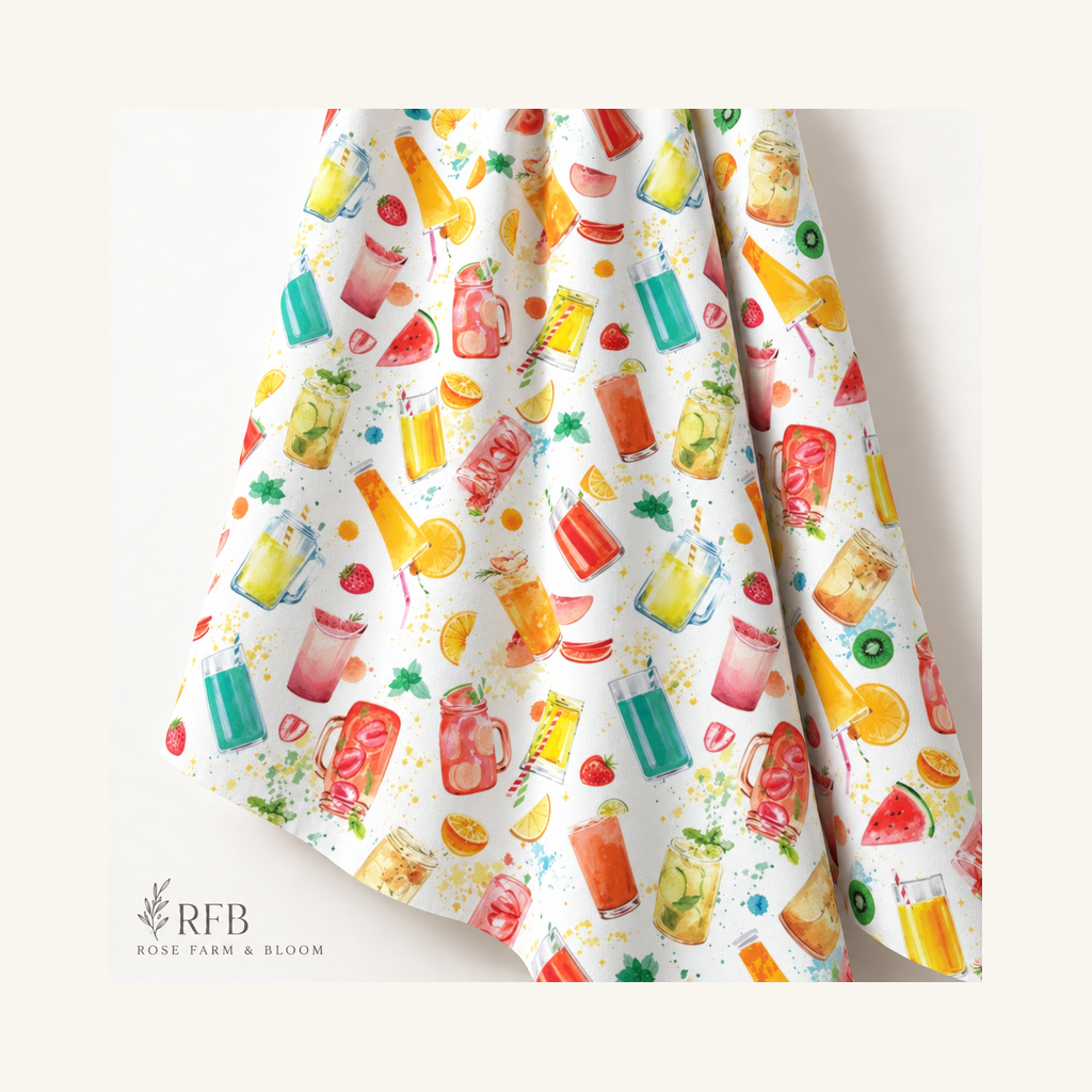 Summer Fruit Drinks - folded fabric