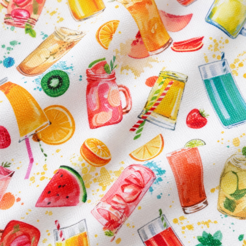 Summer Fruit Drinks - fabric print and texture close-up