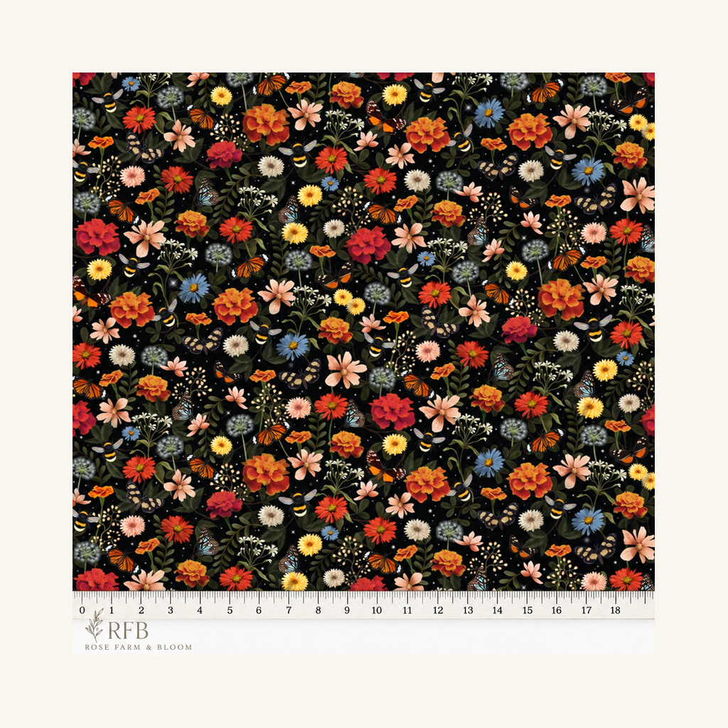 Multi Pollinator Floral - fabric motif scale reference