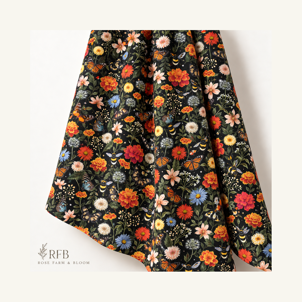Multi Pollinator Floral - folded fabric
