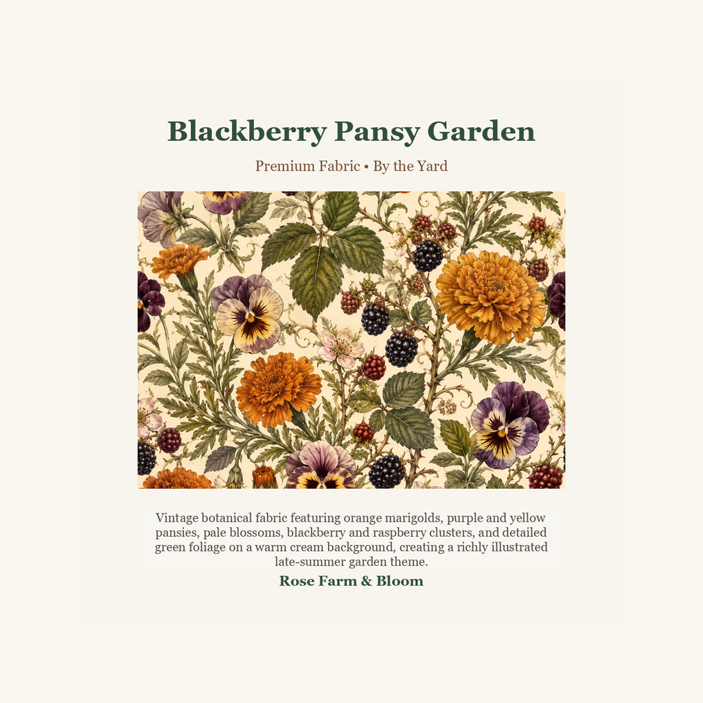 Blackberry Pansy Garden - fabric product image