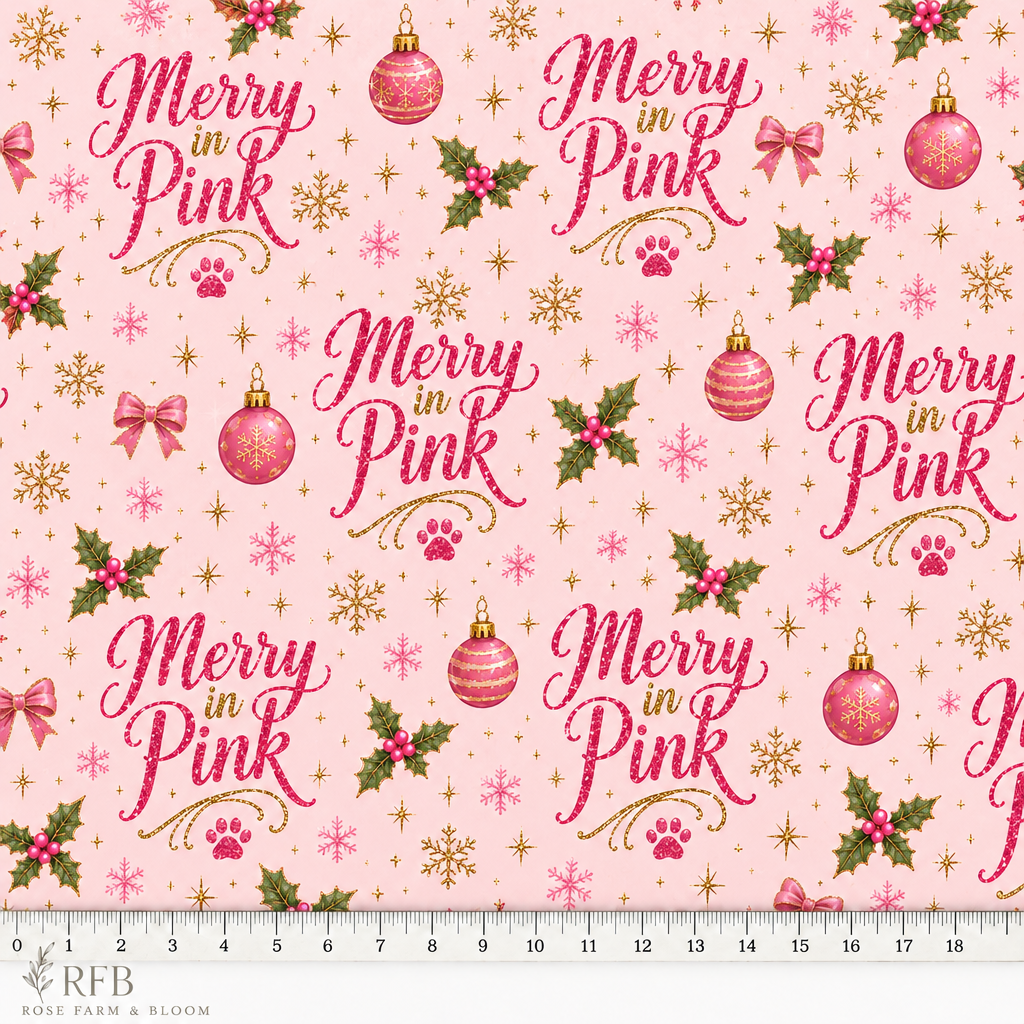 Pink Detective Cat — Merry in Pink - fabric motif scale reference