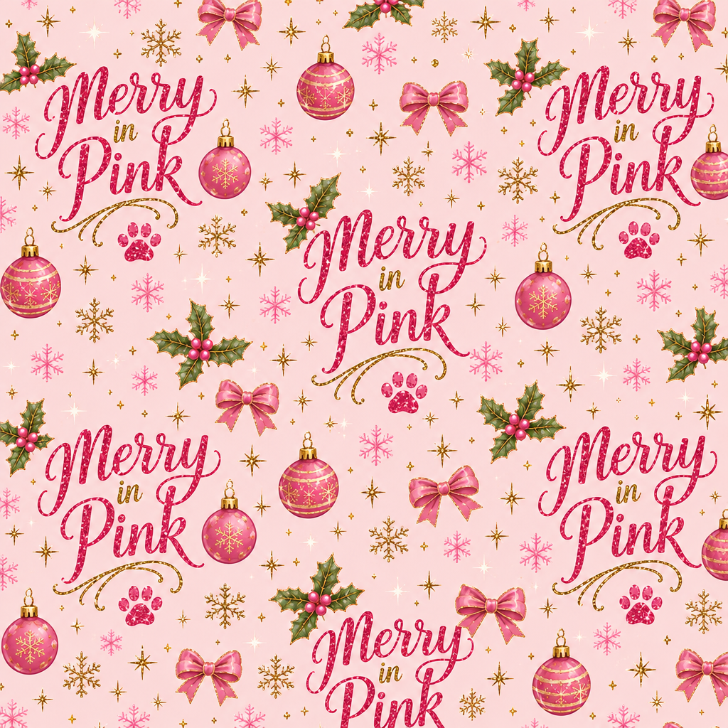 Pink Detective Cat — Merry in Pink - full fabric pattern repeat