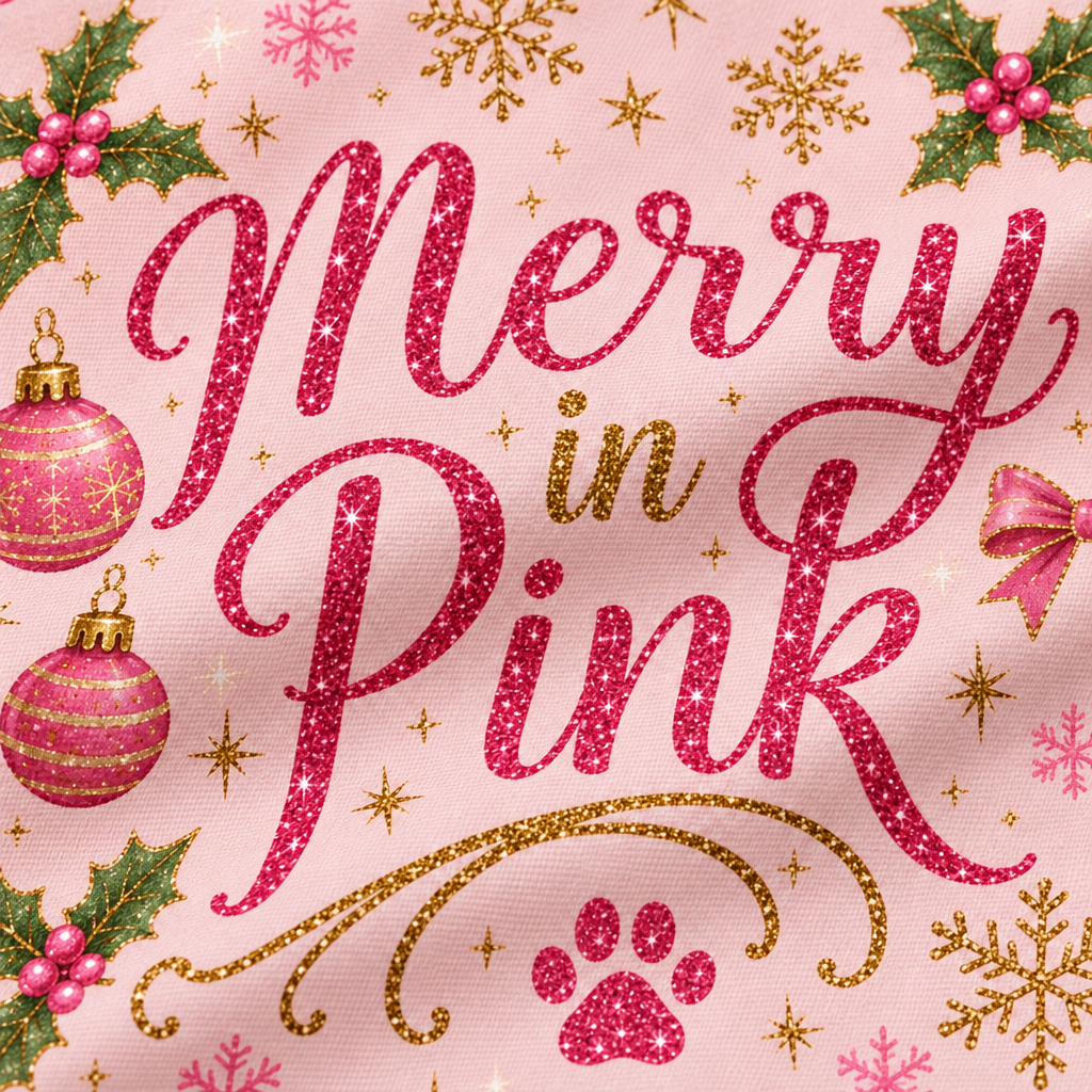 Pink Detective Cat — Merry in Pink - fabric print and texture close-up