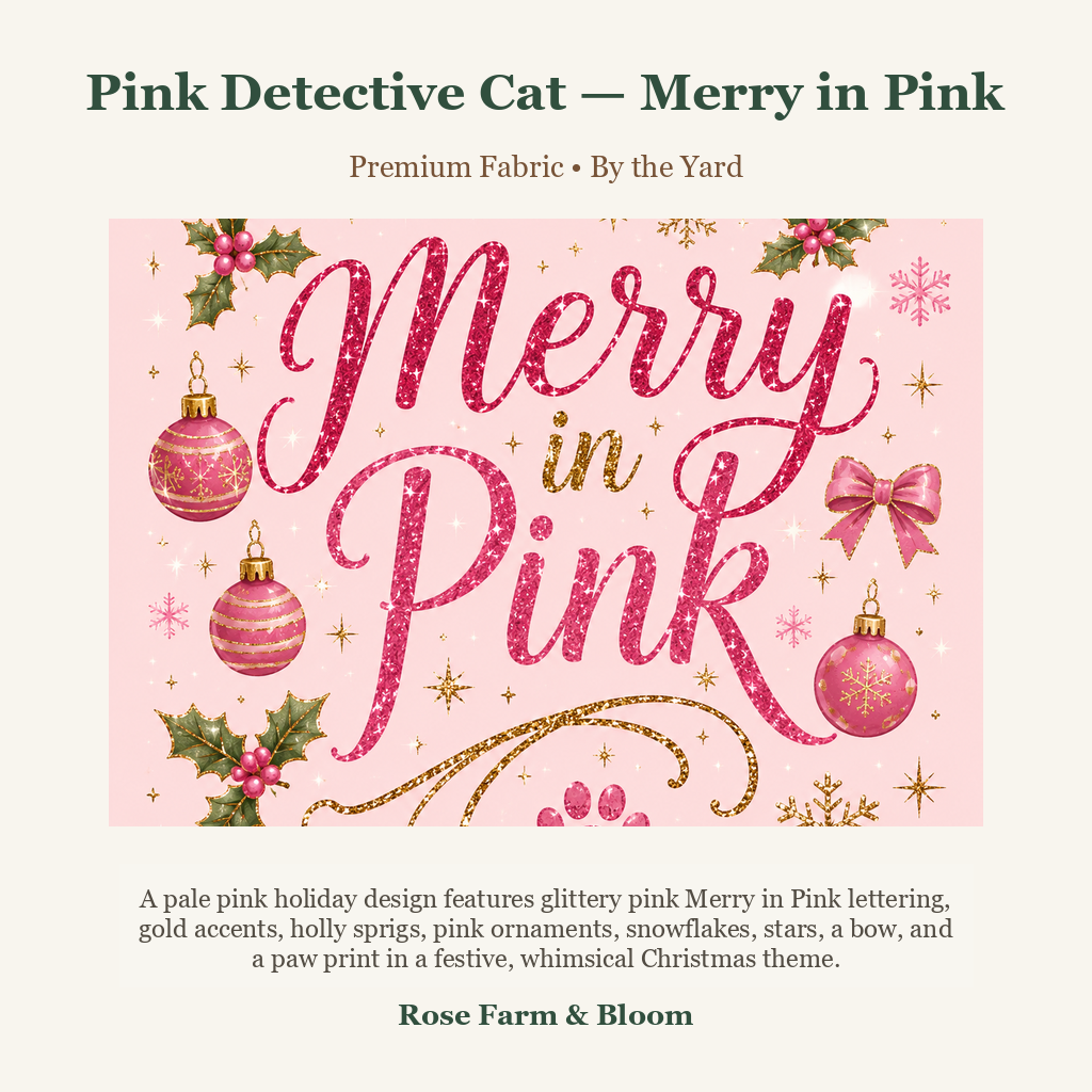 Pink Detective Cat — Merry in Pink - fabric product image