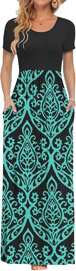 AUSELILY Classic Short Sleeve Maxi Dresses