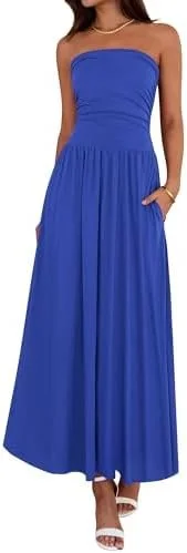 BTFBM Royal Blue Strapless Maxi Dress