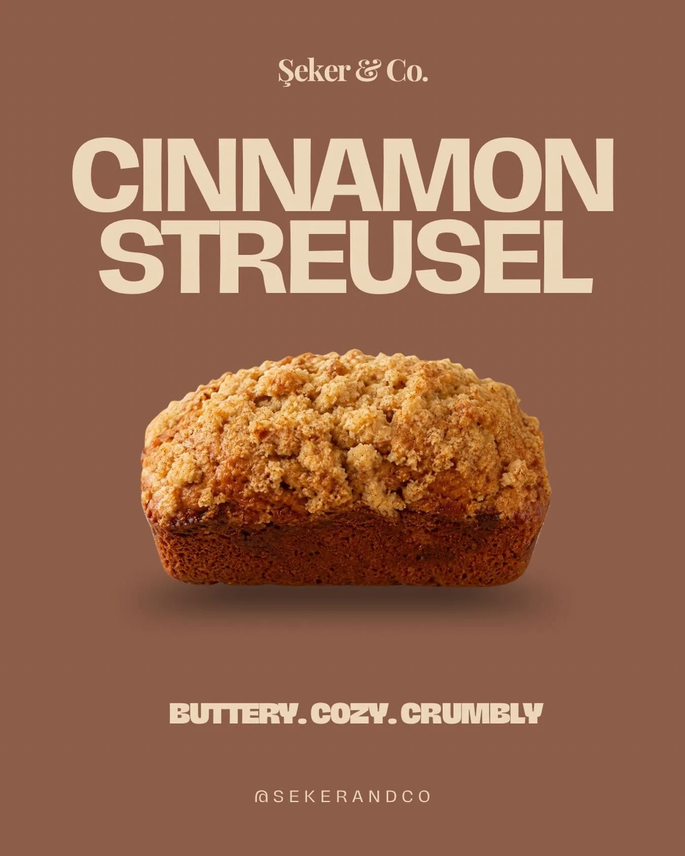 Moist banana bread topped with a buttery cinnamon streusel for a warm, cozy crunch in every bite.