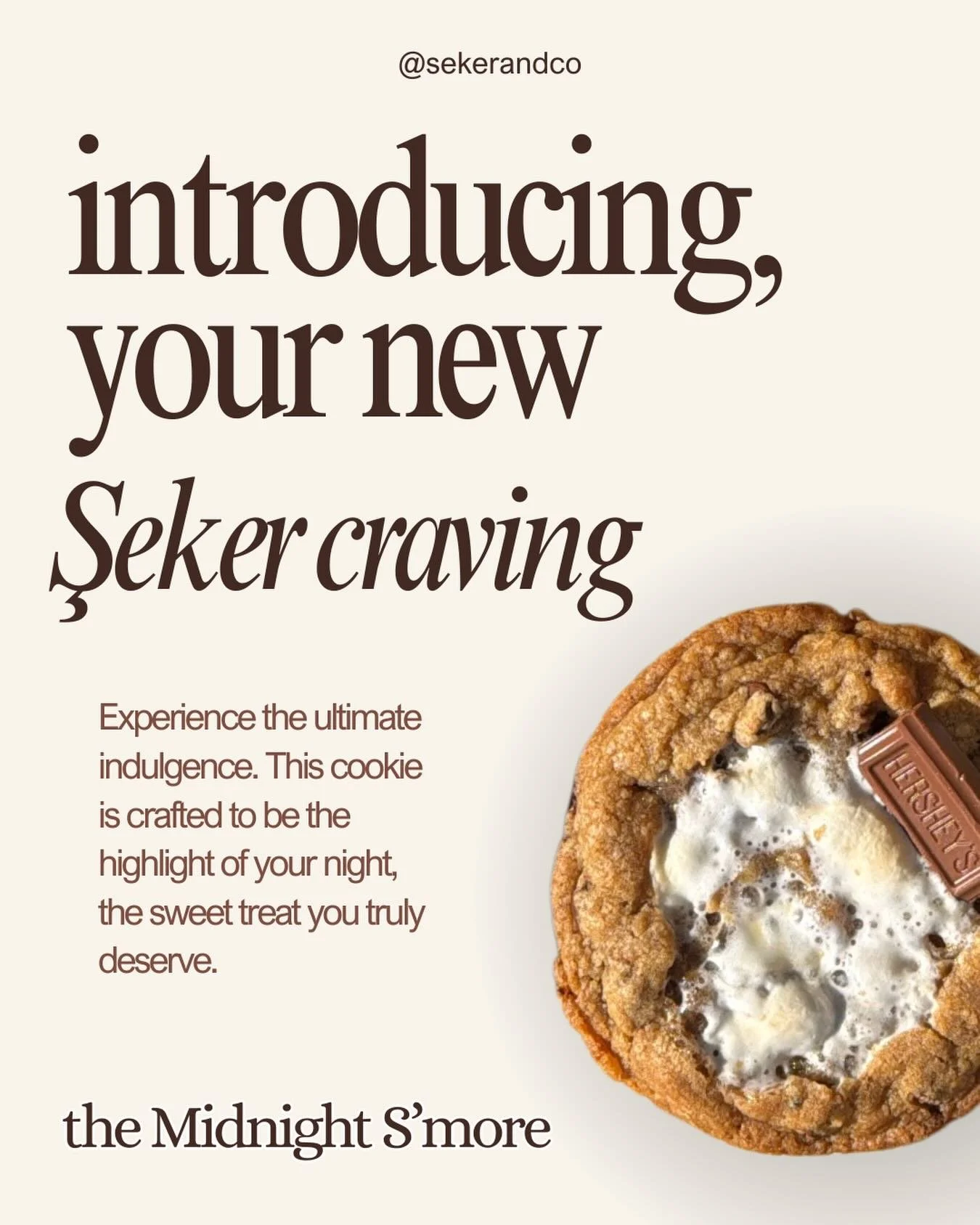 Warning: this cookie may cause midnight cravings you can&rsquo;t ignore 👀🍪🔥

Introducing the Midnight S&rsquo;more &mdash; toasted marshmallows, sweet chocolate, pure indulgence.

#SekerAndCo #MidnightSmore #CookieLovers #GourmetCookies #SweetTrea