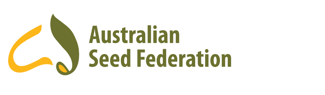 Logo of the Australian Seed Federation featuring a stylized seed with green and yellow colors and the organization name in dark green text.