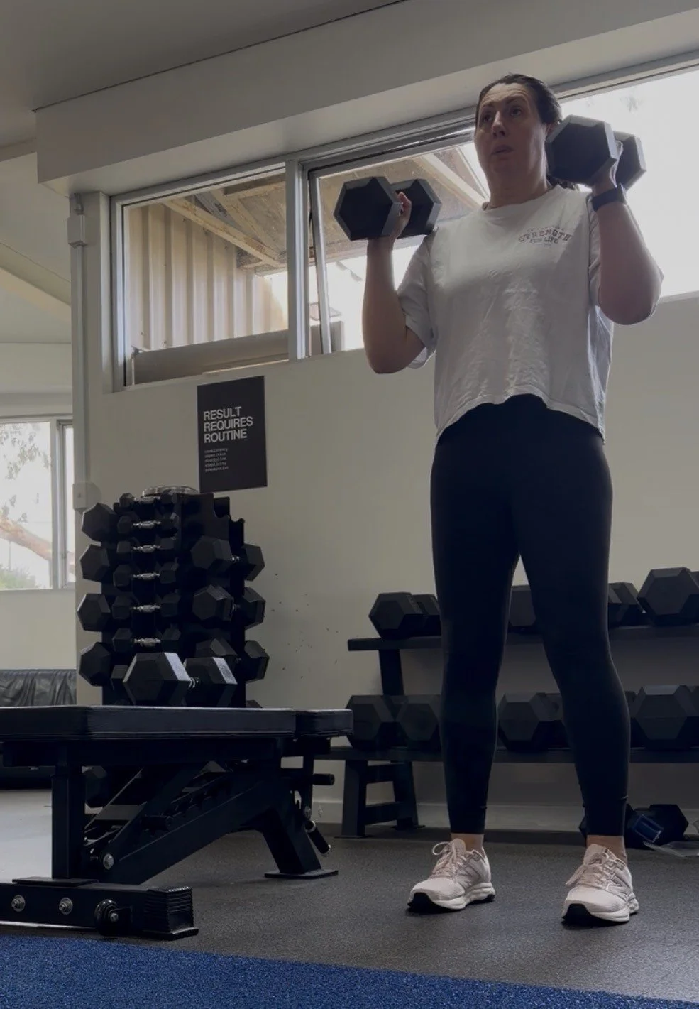 Zoe training in her gym at Coburg North