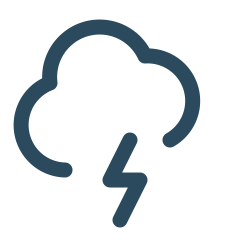 Icon of a cloud with a lightning bolt, representing a thunderstorm or stormy weather.