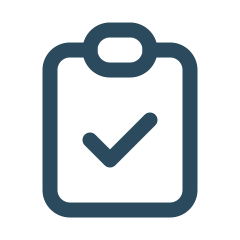 Icon of a clipboard with a checkmark.